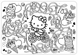 Коврик-раскраска ЯиГрушка Hello Kitty, маленький, 48х33.5 см