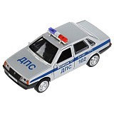 Модель машины Технопарк LADA-21099 Спутник, Полиция, серебристая, инерционная, свет, звук