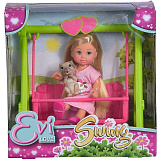 Кукла Simba Еви, на качеле, с собачкой, 12 см