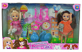 1toy "Красотка mini" Игр.набор из 2х кукол 13 см с посудкой и 2 питомцами,26х16 см, кор.