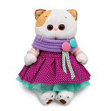 Мягкая игрушка BudiBasa Кошечка Ли-Ли, в платье и снуде, 24 см