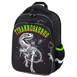 Ранец Brauberg Quadro, Tyrannosaur, 3 отделения, с брелком, светящийся рисунок, 17L, 37х28х18 см