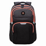 Рюкзак Grizzly Black/Orange, школьный, анатомическая спинка, 2 отделения, для девочек, 15L, 41х27х17 см