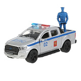 Модель машины Технопарк Ford Ranger пикап, Полиция, с фигуркой, инерционная