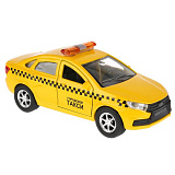 Модель машины Технопарк Lada Vesta, Такси, жёлтая, инерционная
