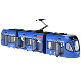 Трамвай Технопарк двухкабинный, сочлененный, пластиковый, свет, звук, 45 см