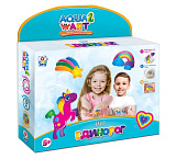 Набор 1toy Aqua Art Единорог, 6 форм, 5 красок с блёстками по 100 мл