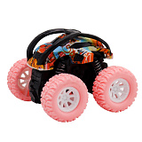Машинка фрикционная Funky Toys Перевёртыш, 4х4, с принтом и розовыми колесами