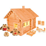 Конструктор Пелси Избушка Три медведя, с куклами, мебелью и электропроводкой, 151 элемент