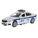 Модель машины Технопарк BMW 5 series sedan M Sport, Полиция, белая, инерционная, свет, звук