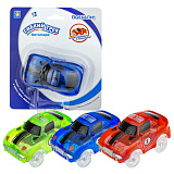 1toy гибкий трек спорткар, с 5 ламп., 3 цв.в асс.синий, красный, зелёный, на блист.,15,5*18см
