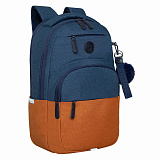 Рюкзак Grizzly Blue/Orange, школьный, укрепленная спинка, 2 отделения, для девочек, 17L, 43х27,5х16 см