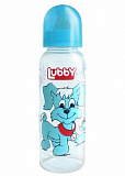 Бутылочка с соской Lubby Веселые животные, 0 мес.+, 250 мл, голубая