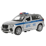 Модель машины Технопарк BMW X5 M Sport, Полиция, серебристая, инерционная, свет, звук