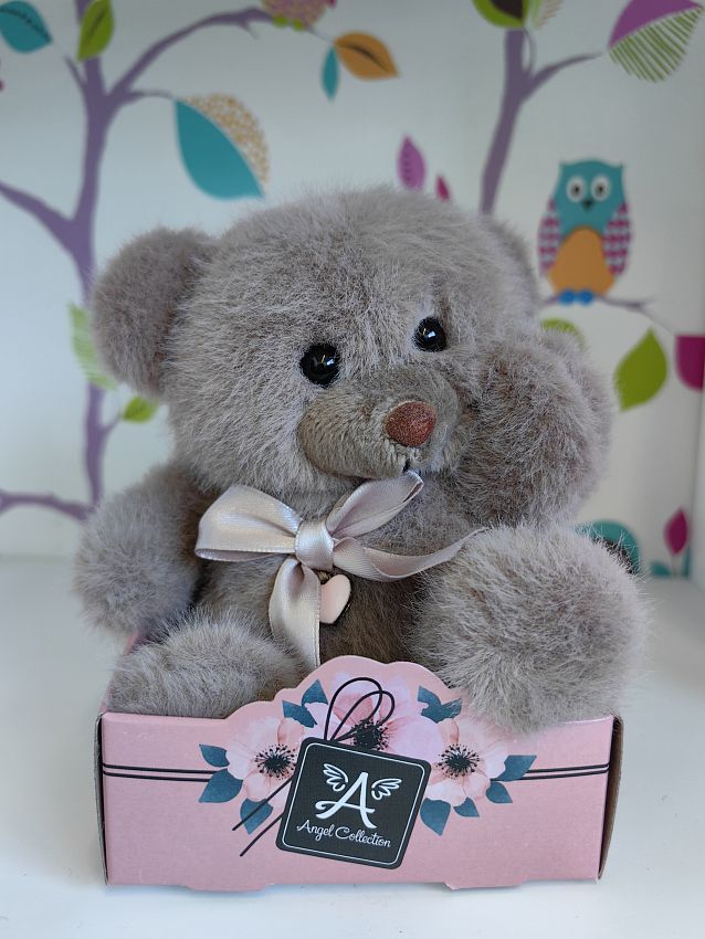 Мягкая игрушка Angel Collection Мишка Валентинка с бантиком, 14 см - фото