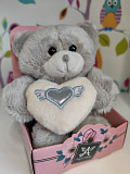Мягкая игрушка Angel Collection Валентинка Серый мишка, 14 см