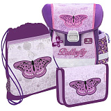 Набор Belmil Ранец Classy Shiny Butterfly, в компл. с мешком для обуви и пеналом с 2-я клапанами