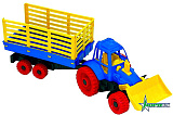 Трактор Нордпласт с грейдером и прицепом, синий