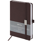 Ежедневник Brauberg Control, датированный, 2023, А5, 138x213 мм, под кожу, коричневый
