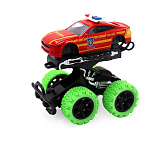 Машинка Funky Toys Die-cast Пожарная, инерционная, с зелёными колесами и краш-эффектом, 15.5 см