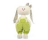 Мягкая игрушка Зайчик в салатовом полукомбинезоне, 40 см