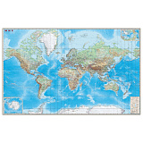 Карта настенная DMB Мир. Обзорная карта. Физическая с границами, М-1:15 млн., разм. 192х140 см, ламинированная