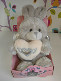 Мягкая игрушка Angel Collection Валентинка Серый зайка, 14 см