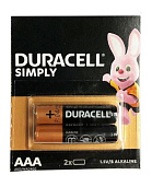 Батарейки алкалиновые Duracell Simply, ААА R03, 2 шт.