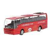 Модель машины Технопарк Рейсовый автобус, красный, инерционная, свет, звук