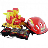 Раздвижные ролики Дисней Тачки, со шлемом и защитой, размер 26-29