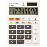 Калькулятор настольный Brauberg Ultra-08-WT, компактный, 154x115 мм, 8 разрядов, двойное питание, белый
