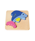 Пазл блочный Viga Рыбка, 3 детали, в коробке