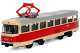 Трамвай Play Smart Автопарк T3SU, красно-бежевый 1/87, инерционный