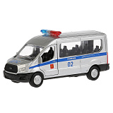 Модель машины Технопарк Ford Transit Полиция, серебристая, инерционная