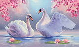 Алмазная картина Лебеди, 40*50 см, на подрамнике