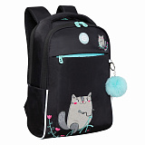 Рюкзак Grizzly Happy Cat, школьный, анатомическая спинка, отделение для ноутбука до 13, для девочек, 12L, 39х28х12,5 см