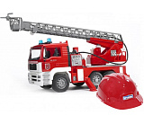 Пожарная машина Bruder MAN с лестницей + каска красная