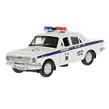 Модель машины Технопарк ГАЗ-2401 Волга Полиция, белая, инерционная, свет, звук