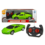 1toy Спортавто Машина на р/у, масштаб 1:24, 27 МГц, размер машинки 20 см, 4 канала: движение вперед/назад/влево/вправо, на батарейках, матовый зеленый