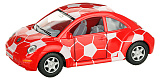 Модель машины Kinsmart Volkswagen New Beetle, футбол, красно-белая, инерционная, 1/32