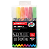 Маркеры меловые Brauberg Pop-art, набор 6 цветов, 3,5 мм, стираемые, для гладких поверхностей