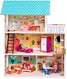 Кукольный домик SunnyToy Бирюзовый Подарок Мини, с лифтом и мебелью