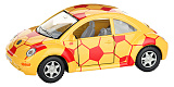 Модель машины Kinsmart Volkswagen New Beetle, футбол, желто-красная, инерционная, 1/32