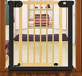 Защитный барьер-калитка Baby Safe для дверного/лестн. проема, 75-85 см, черн./дерево