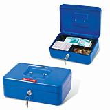 Ящик для денег, ценностей, документов, печатей Brauberg, 90х180х250 мм, ключевой замок, синий