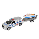 Модель машины Технопарк KIA Sorento Prime Полиция с лодкой на прицепе, инерционная