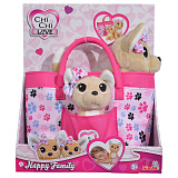 Плюшевые собачки Chi-Chi love Счастливая семья, 2 собачки, в сумочке, 20 см, 14 см