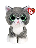Мягкая игрушка TY Кот Фергус, серый, 15 см
