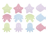 Антискользящие мини-коврики Roxy-Kids Sea Animals, Soft Colours, для ванны, 12 шт, в ассорт.