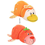 1TOY Вывернушка Ням-Ням 2-в-1 40 см., плюш. Морской котик с ароматом клубники-Пингвинчик с ароматом апельсиновой газировки,пакет